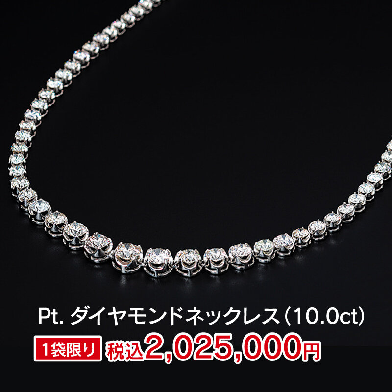 Pt.ダイヤモンドネックレス（10.0ct）　1袋限り　税込2,025,000円