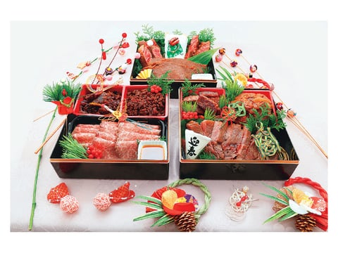 「かたい信用やわらかい肉 肉のいとう」 最高級Ａ５ランク仙台牛お肉のおせち三段重