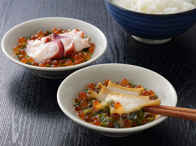 カネタ・ツーワン×藤崎 「オリジナル海鮮漬（あわび／たこ）」②